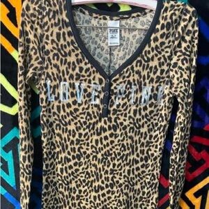 PINK Victoria's Secret Leopard Print Pajama Top